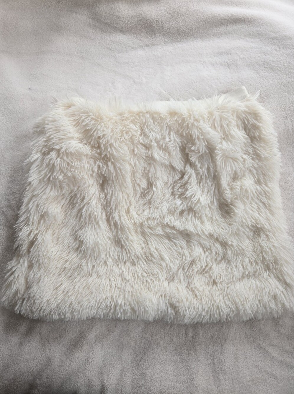 Cream Faux Fur Plush Throw Pillow Cover